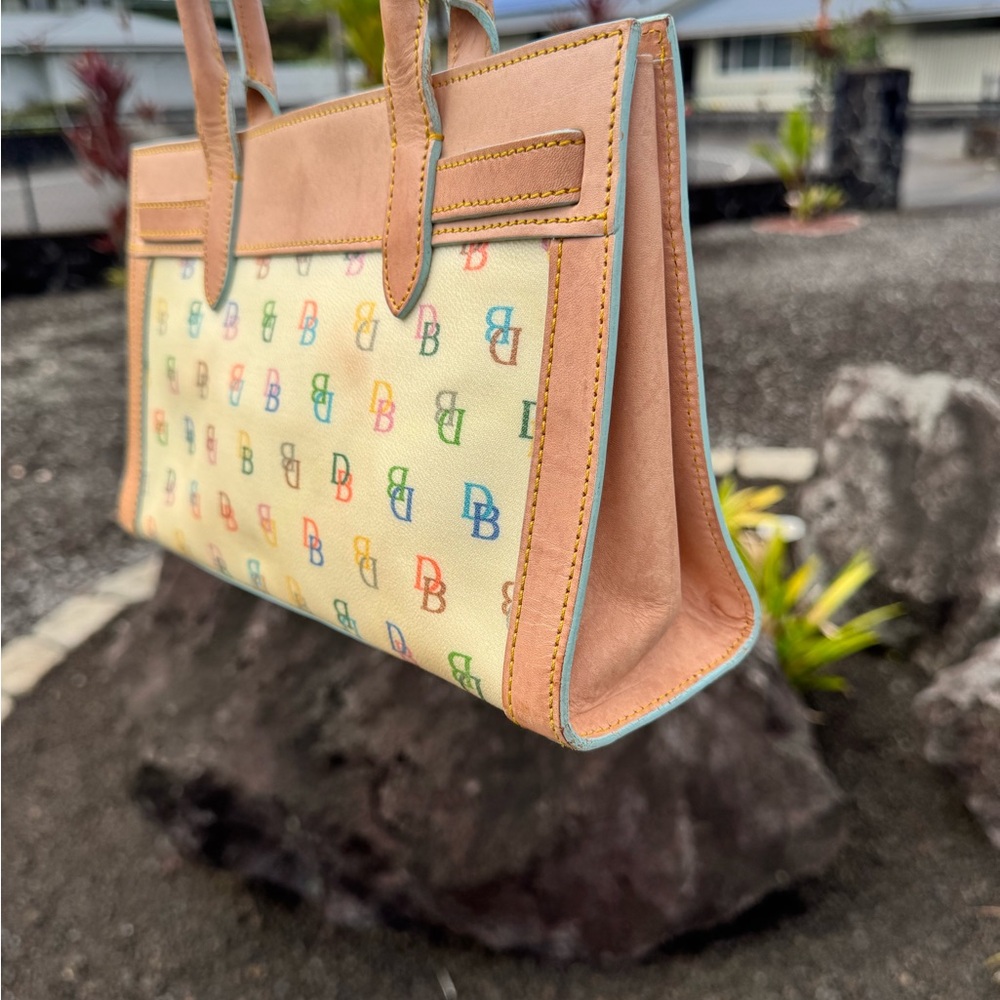 Dooney & Bourke Made in Italy Multicolor DB Monogram Leather Tote Shoulder Bag - Picture 7 of 14